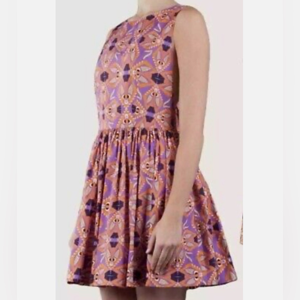 MSGM Dress Purple Orange Sleeveless Cross Open Back Fit & Flare Mini Size small